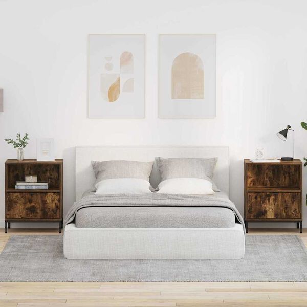 vidaXL Mesas de cabeceira 2 pcs Carvalho fumado 49 x 36 x 61 cm