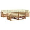 vidaXL Conjunto de Sof&aacute;s para Exterior 7 pcs Natural e Creme