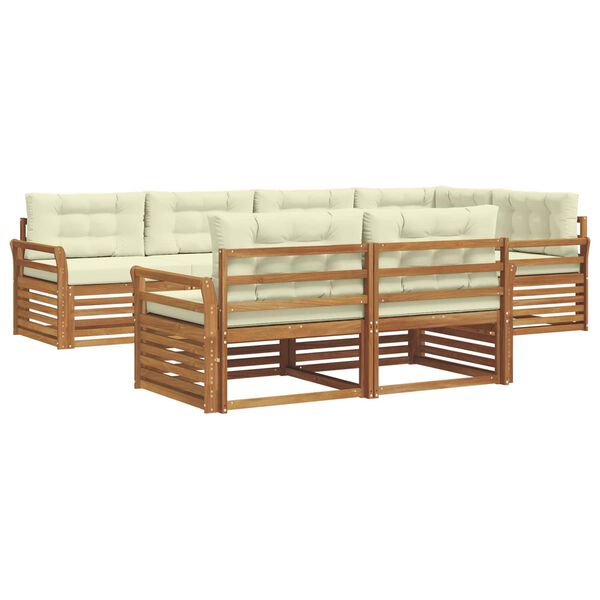 vidaXL Conjunto de Sof&aacute;s para Exterior 7 pcs Natural e Creme