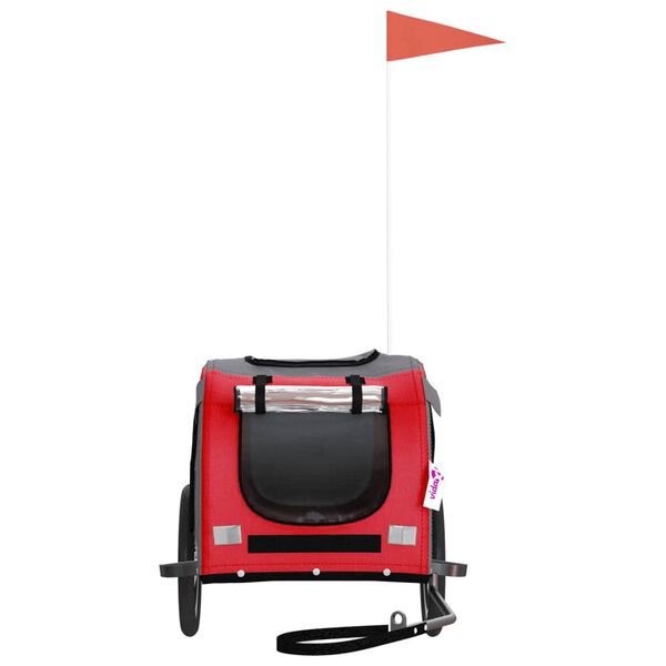 vidaXL Reboque bicicleta animais tecido oxford/ferro vermelho/cinzento