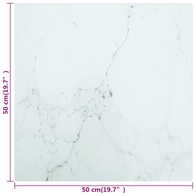 vidaXL Tampo mesa 50x50 cm 6 mm vidro temperado design mármore branco