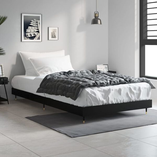 vidaXL Estrutura de cama 90x200 cm derivados de madeira preto
