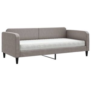 vidaXL Sof&aacute;-cama com colch&atilde;o 90x200 cm tecido cinzento-acastanhado