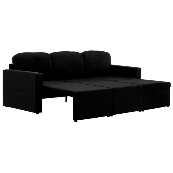 vidaXL Sofá-cama modular de 3 lugares tecido preto