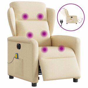 vidaXL Poltrona de massagens reclin&aacute;vel el&eacute;trica tecido creme