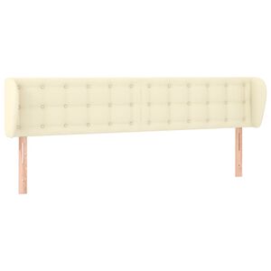 vidaXL Cabeceira de cama c/ abas couro artificial 183x23x78/88cm creme