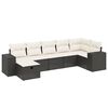 vidaXL 7 pcs conjunto de sof&aacute;s p/ jardim c/ almofad&otilde;es vime PE preto