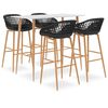 vidaXL 5 pcs conjunto de bar branco e preto