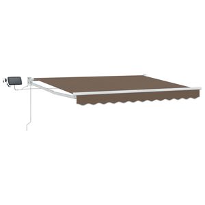 vidaXL Toldo retr&aacute;til manual com LEDs Cinzento-acastanhado