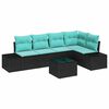 vidaXL Conjunto de Sof&aacute; de Jardim 6 unid. Preto vime PE