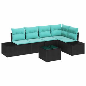 vidaXL Conjunto de Sof&aacute; de Jardim 6 unid. Preto vime PE