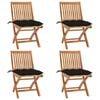 vidaXL Cadeiras de jardim dobr&aacute;veis c/ almofad&otilde;es 4 pcs teca maci&ccedil;a