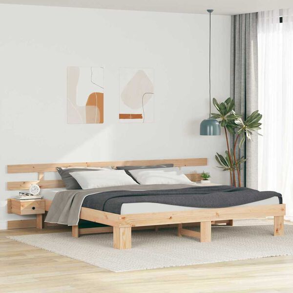 vidaXL Estrutura da Cama com cabeceira Castanho 180 x 200 cm