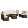vidaXL 9 pcs conjunto sof&aacute;s p/ jardim c/ almofad&otilde;es vime PE castanho