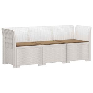 vidaXL Sof&aacute; de Jardim 3 Lugares com Almofadas visual Rattan PP Branco