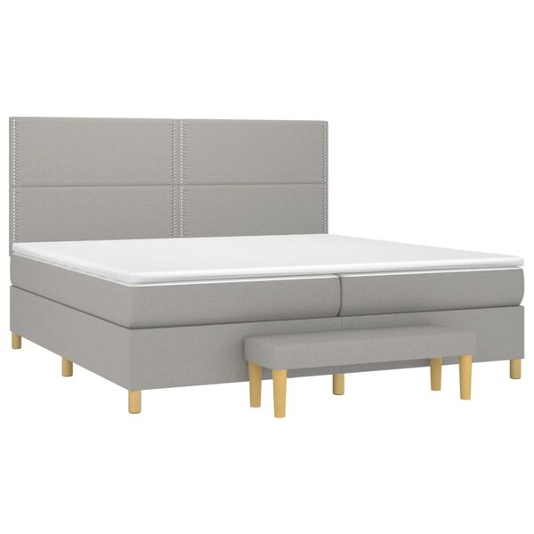 vidaXL Cama com molas/colch&atilde;o 200x200 cm tecido cinza-claro