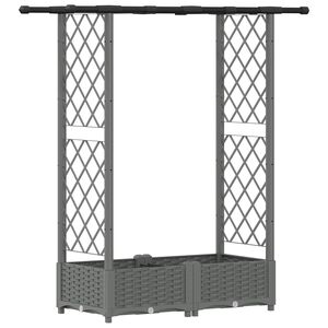 vidaXL Cama Elevada com Treli&ccedil;a e Telhado Cinzento-claro PP