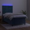 vidaXL Cama box spring c/ colch&atilde;o/LED 90x200 cm veludo azul-escuro