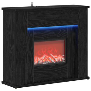 vidaXL Lareira com fita LED Carvalho Preto 63 x 20 x 54,5 cm