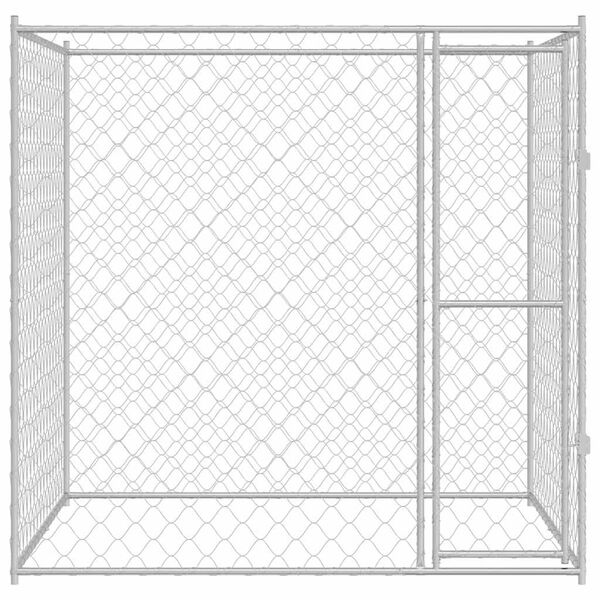 vidaXL Jaula para c&atilde;o Prateado 200 x 200 x 200 cm A&ccedil;o Galvanizado