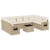 vidaXL 10 pcs conjunto de sof&aacute;s p/ jardim com almofad&otilde;es vime PE bege