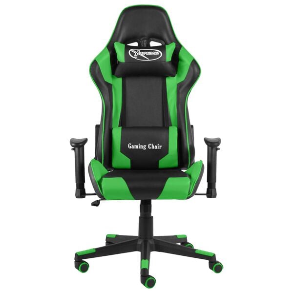 vidaXL Cadeira de gaming girat&oacute;ria PVC verde