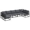 vidaXL Conjunto de Sof&aacute; de Jardim com almofada 7 pcs Preto Alum&iacute;nio