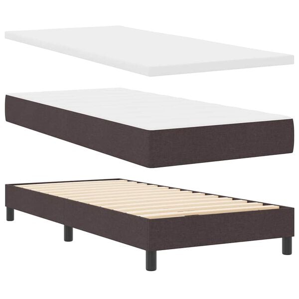vidaXL Cama Box com colch&atilde;o Marrom Escuro 200 x 140 cm Poli&eacute;ster