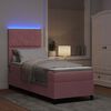 vidaXL Cama Box Spring LED com colch&atilde;o Rosa 80 x 200 cm tecido