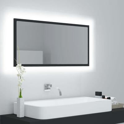 vidaXL Espelho de casa de banho com LED 90x8,5x37 cm acrílico cinzento