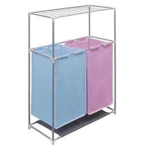 vidaXL Cesto separador para roupa 2 sec&ccedil;&otilde;es c/ prateleira p/ secar