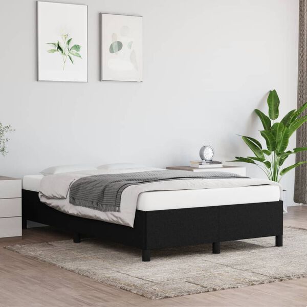 vidaXL Estrutura de cama sem colch&atilde;o preto 120x190 cm tecido