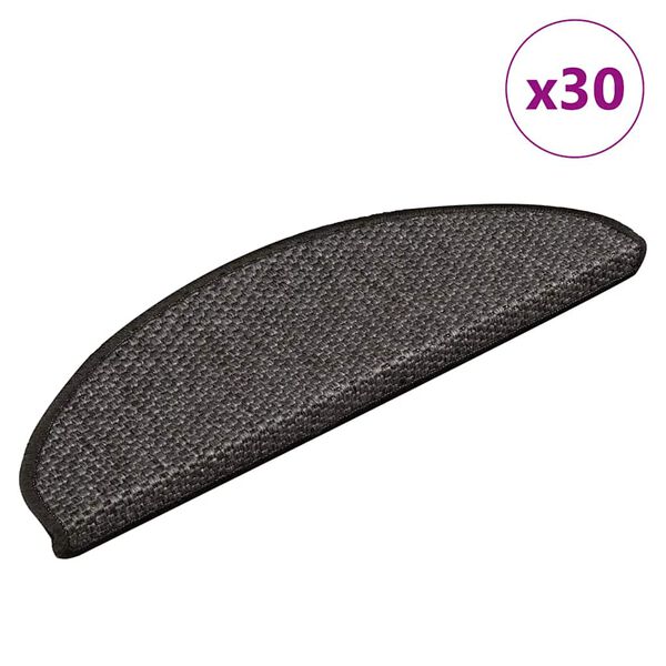 vidaXL Tapetes escada adesivos aspeto sisal 30pcs 65x21x4 cm antracite