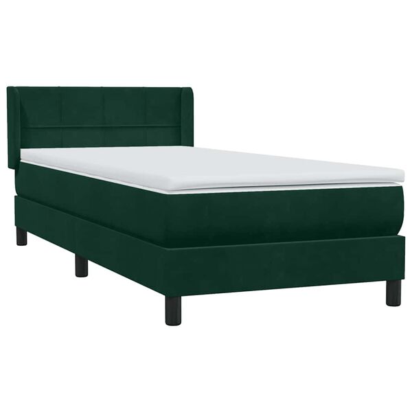 vidaXL Cama com molas/colch&atilde;o verde-escuro 90x210 cm veludo