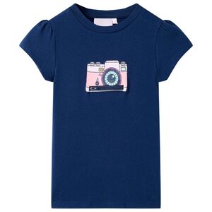 vidaXL T-shirt infantil azul-escuro 116