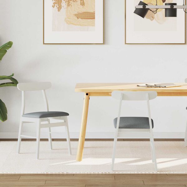 vidaXL Cadeira de jantar 2 pcs Branco e Cinza Madeira Sólida