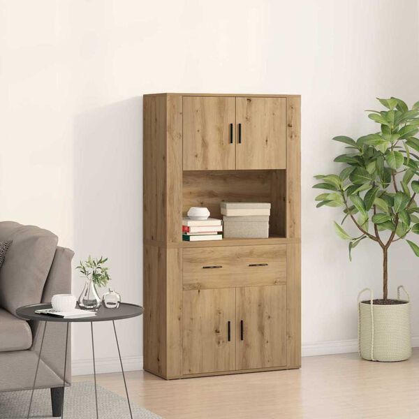 vidaXL Highboard com gaveta carvalho artisiano 80 x 33 x 150 cm