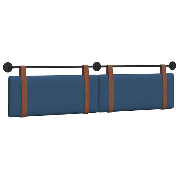 vidaXL Cabeceira Suspensa Liso Azul 210 x 55 x 5 cm PU Antigo