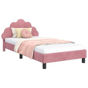 vidaXL Estrutura de Cama Infantil com Cabeceira Rosa 90 x 190 cm