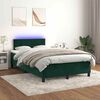 vidaXL Cama box spring com colch&atilde;o e luzes LED veludo verde-escuro