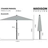 Madison Guarda-sol de jardim Paros II Luxe 300 cm cinzento-claro