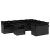 vidaXL 10 pcs conjunto sof&aacute;s de jardim c/ almofad&otilde;es vime PE preto