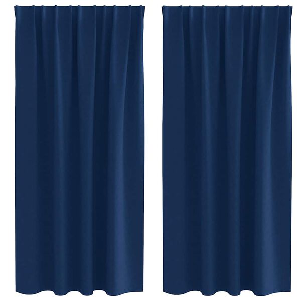 vidaXL Cortinas Blackout com Argolas 2 pcs Azul Escuro 175 x 140 cm