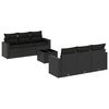 vidaXL 7 pcs conjunto de sof&aacute;s p/ jardim c/ almofad&otilde;es vime PE preto