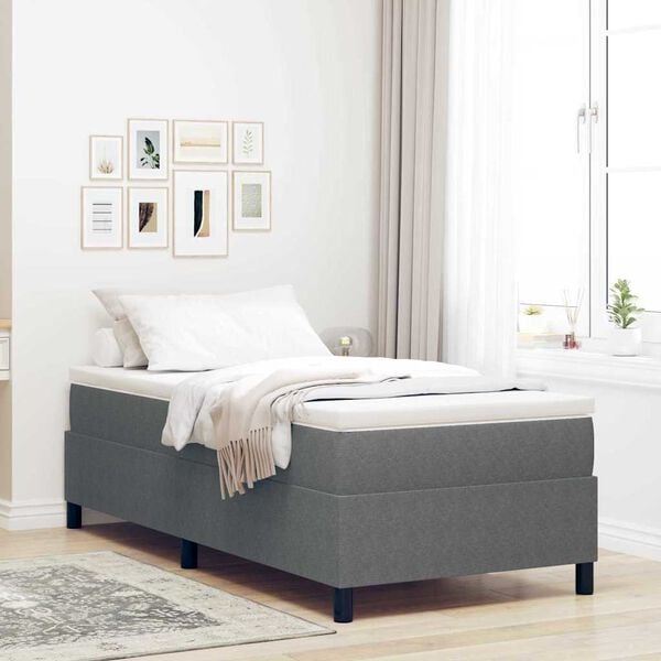 vidaXL Cama Box Cinza Claro e Branco 90 x 200 cm