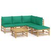 vidaXL 6 pcs conjunto lounge de jardim bambu c/ almofad&otilde;es verdes