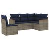 vidaXL Conjunto de sof&aacute; de jardim de 5 pe&ccedil;as com almofadas em rattan sint&eacute;tico cinza