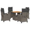 vidaXL 5 pcs conjunto de jantar p/ jardim c/ almofad&otilde;es vime PE cinza