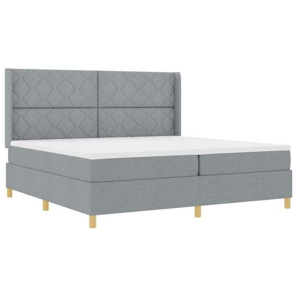 vidaXL Cama Box com colch&atilde;o Cinzento-claro 200 x 200 cm tecido
