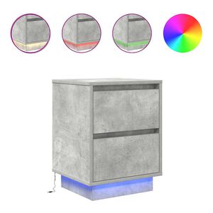 vidaXL Mesa de cabeceira com luzes LED 38x34x50 cm cinzento-cimento